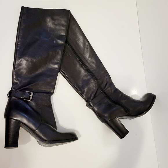 Sesto Meucci Black Leather Tall Boots Sz 6.5 - Picture 1 of 5